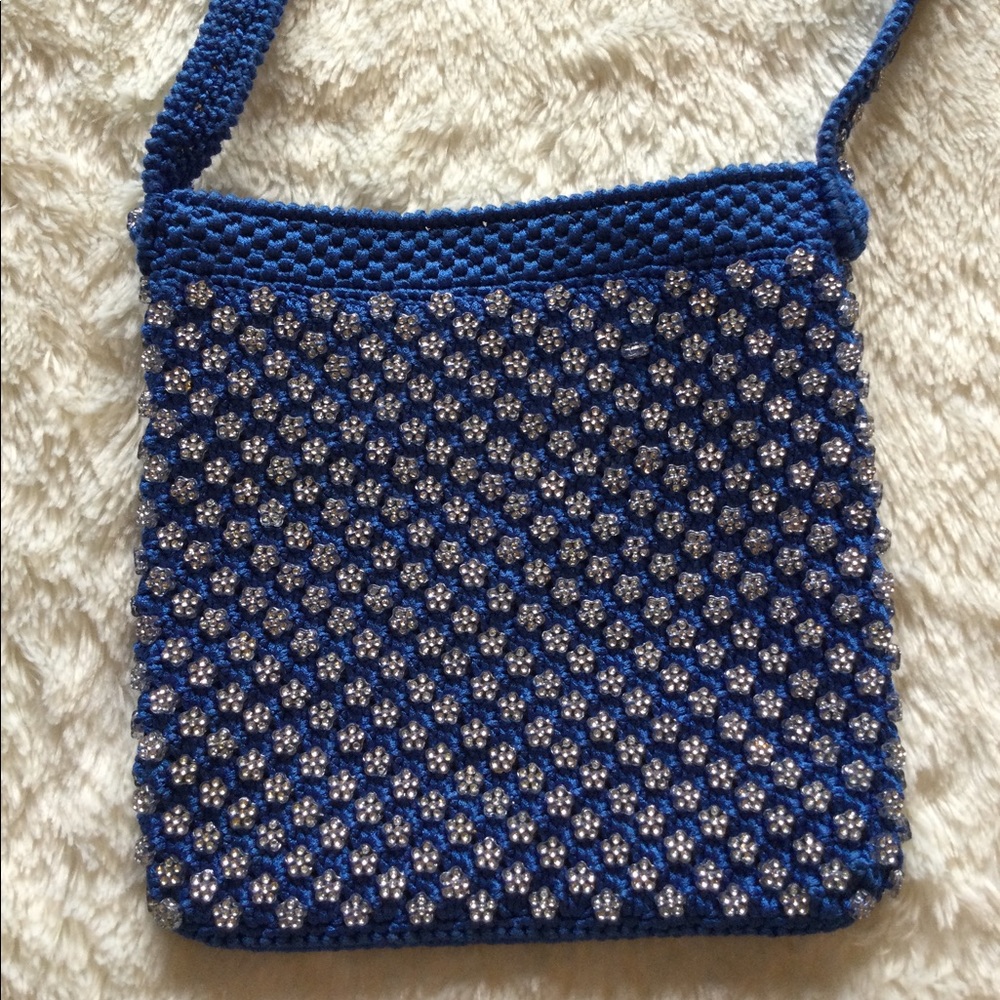 💎5xHP!💎Hand Beaded Crystal Flowers Crossbody Bag